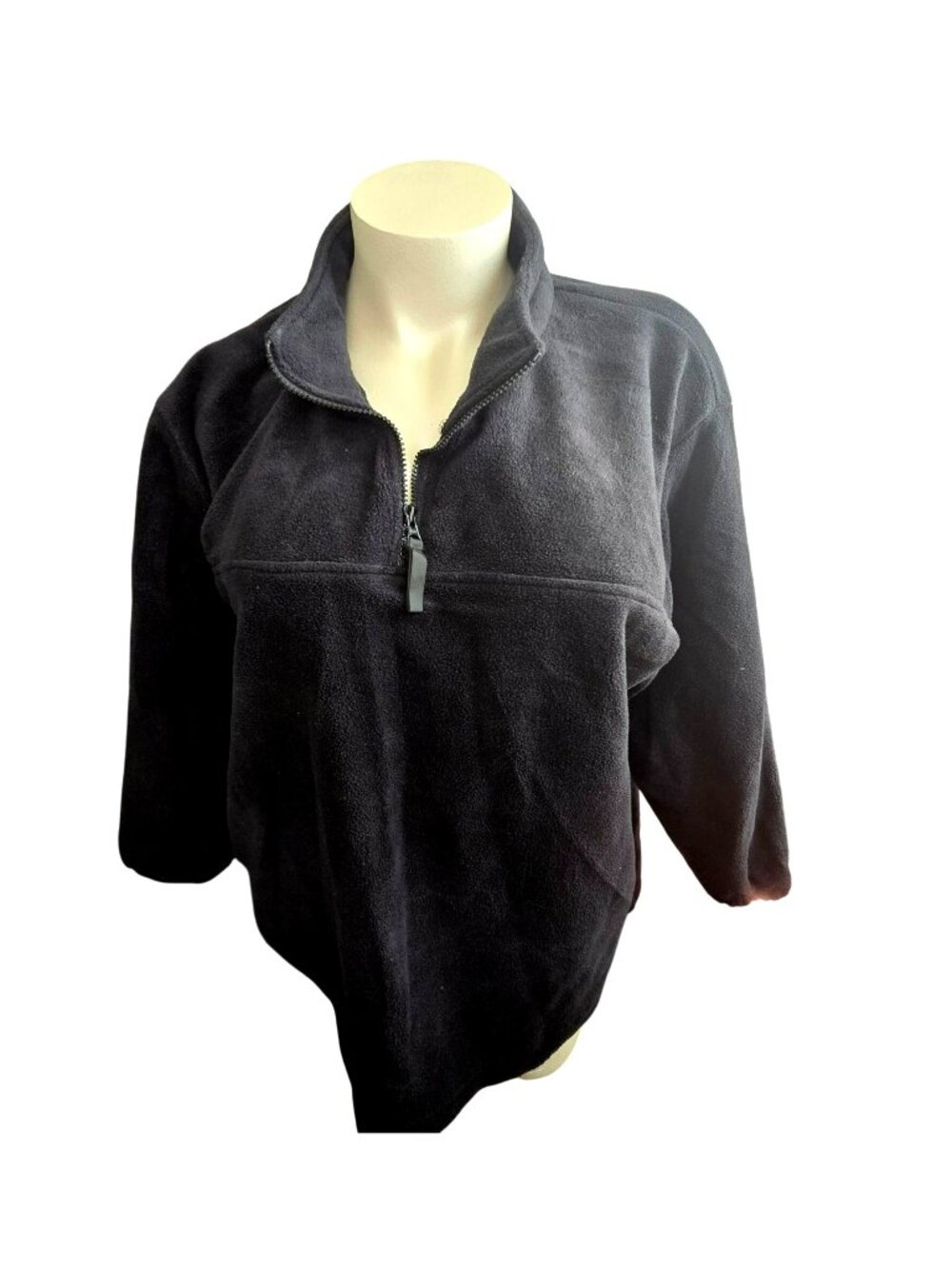 Black Half-Zip Fleece Pullover Sweatshirt Jacket Womens Size 26/28 3X JJ4426